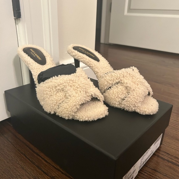 Saint Laurent Shearling Heel Slide NWT - Picture 7 of 8